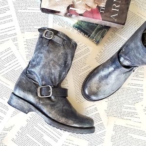 FRYE Veronica Short Slouch Metallic Leather Boots